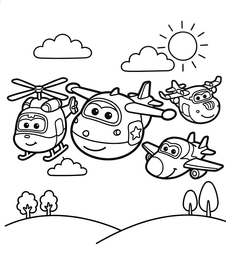 Fise de colorat cu Super Wings uşor la copii