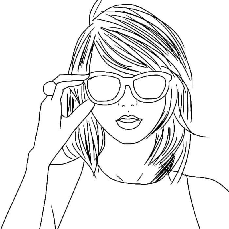 Fise de colorat cu Taylor Swift bazic la copii