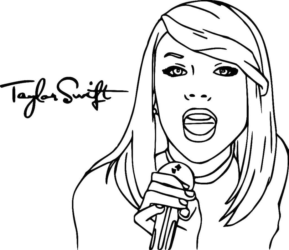 Fise de colorat cu Taylor Swift imprimabil bazic