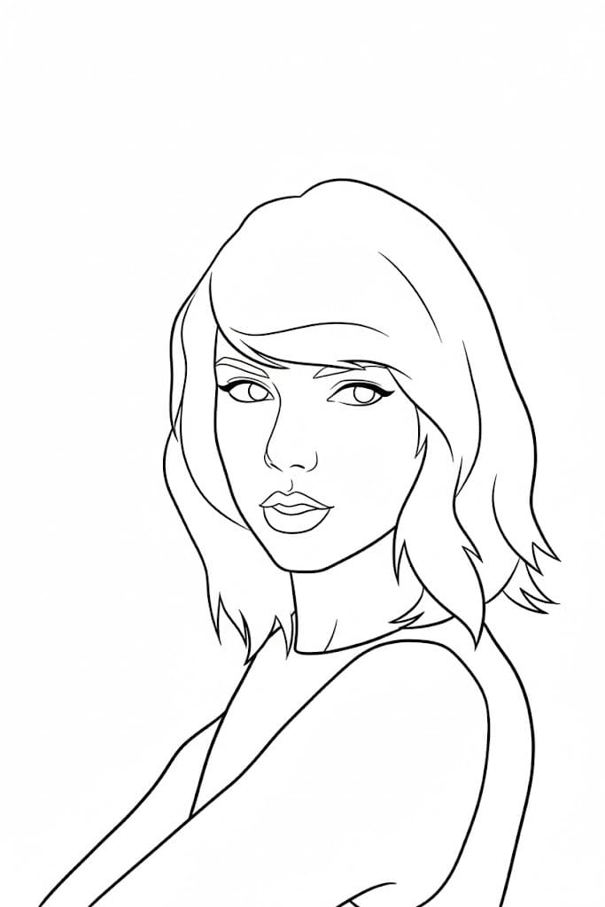 Fise de colorat cu Taylor Swift imprimabil gratuit bazic