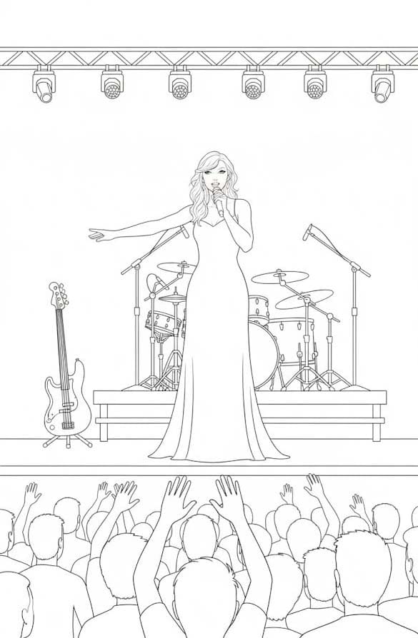 Fise de colorat cu Taylor Swift imprimabil gratuit simplu