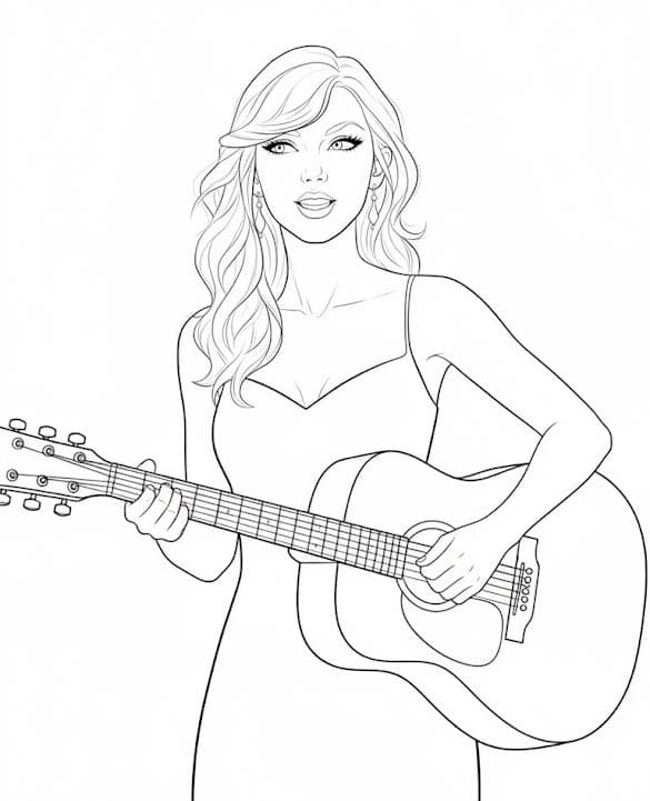 Fise de colorat cu Taylor Swift imprimabil simplu
