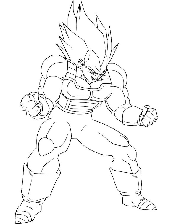 Fise de colorat cu Vegeta imprimabil gratuit simplu