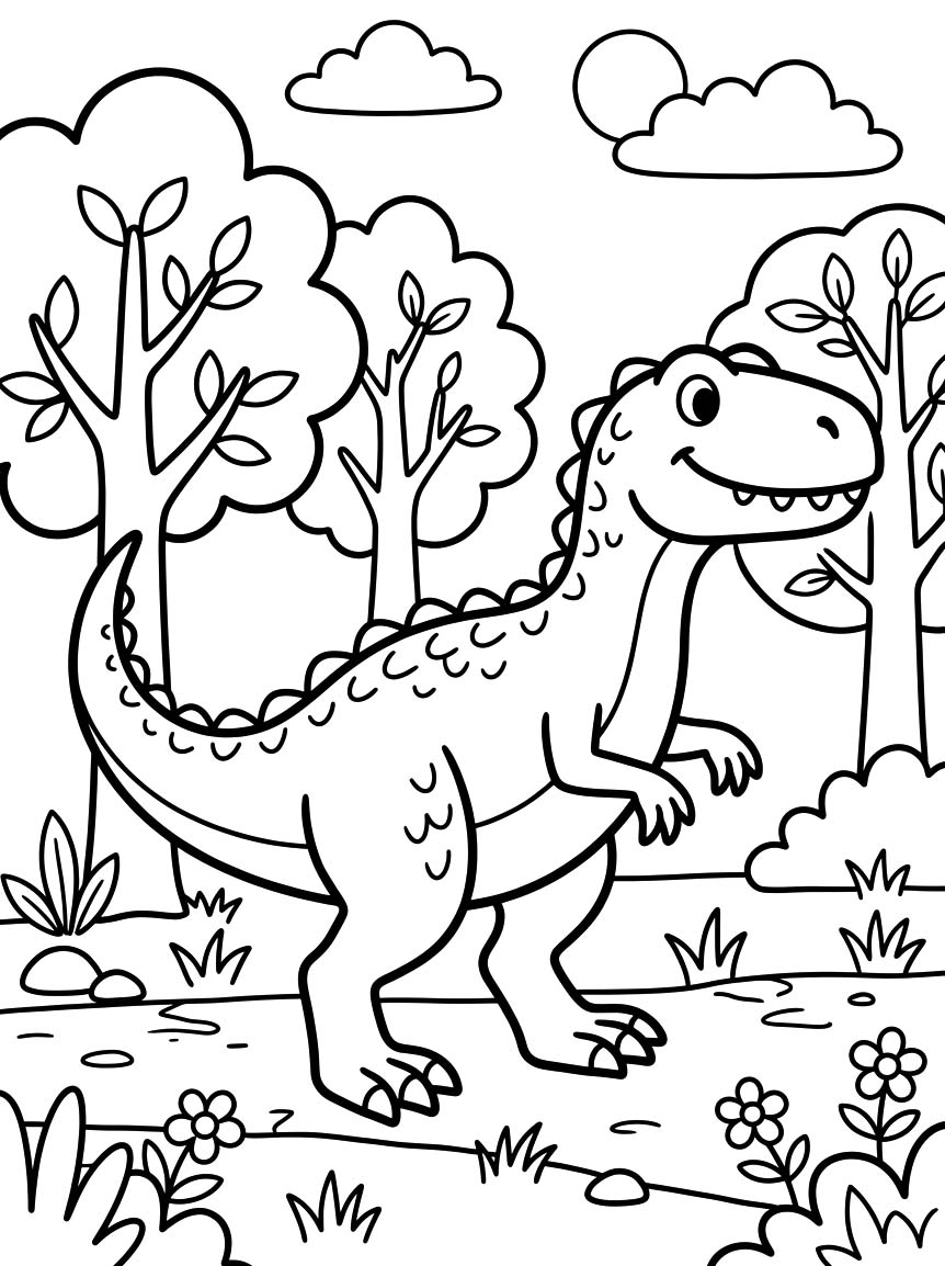 Fise de colorat cu Allosaurus gratuit bazic
