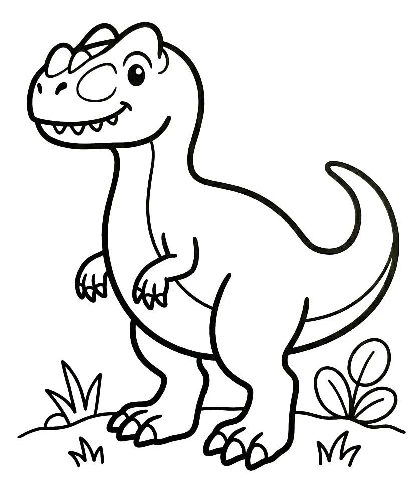 Fise de colorat cu Allosaurus gratuit uşor