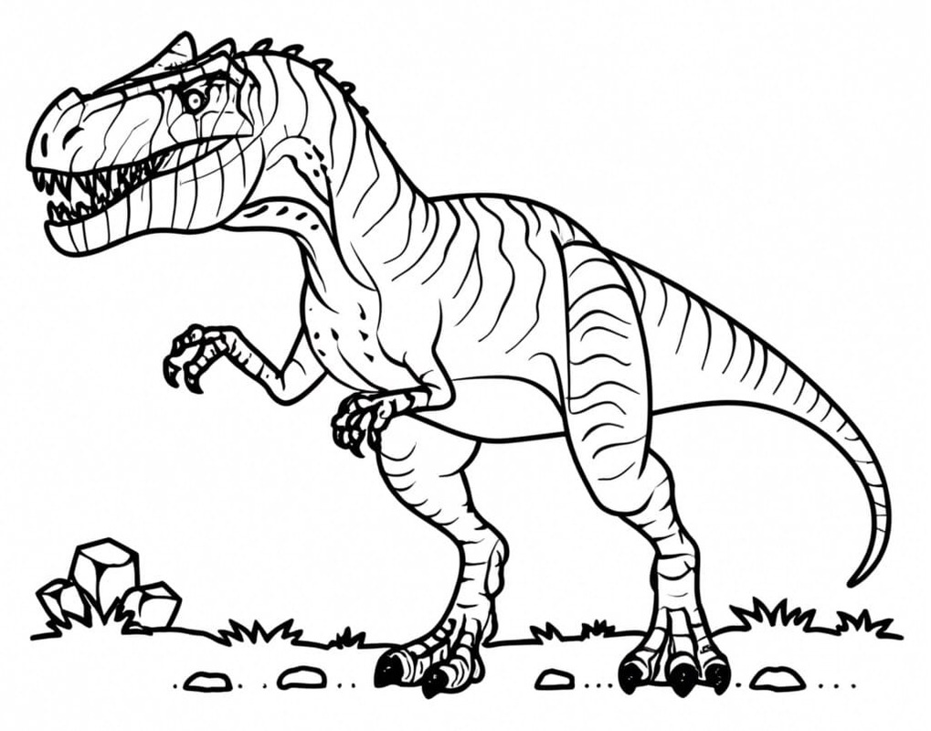 Fise de colorat cu Allosaurus imprimabil gratuit pentru copii