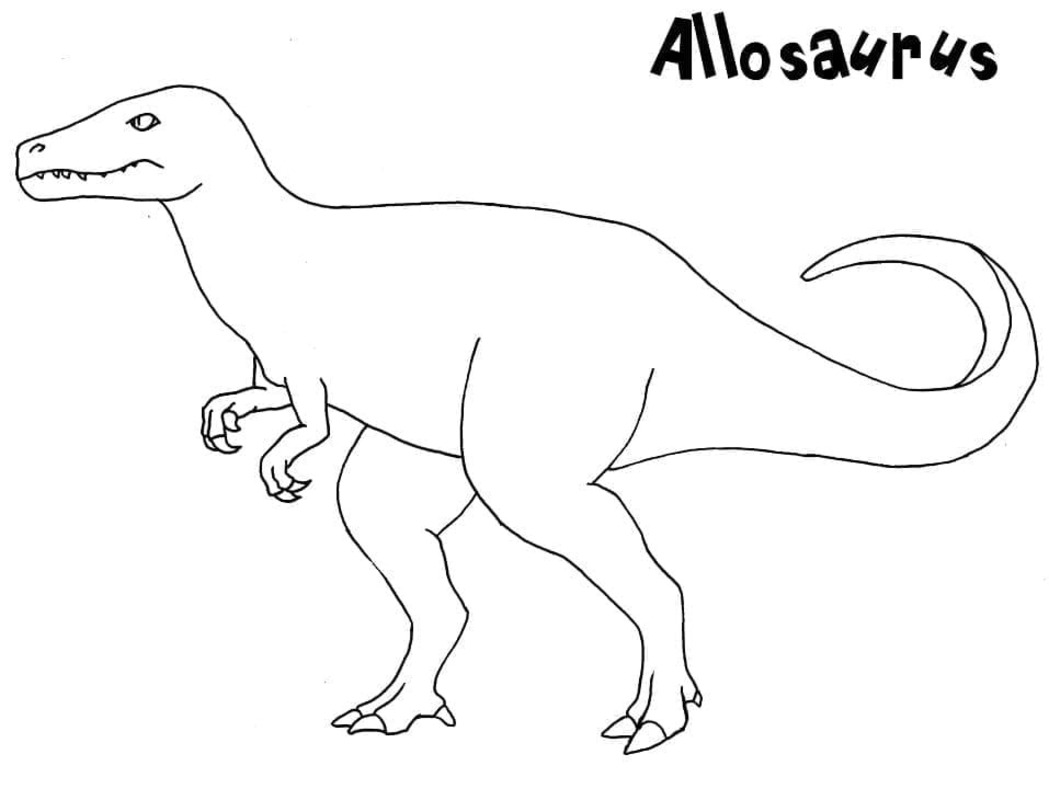 Fise de colorat cu Allosaurus imprimabil simplu
