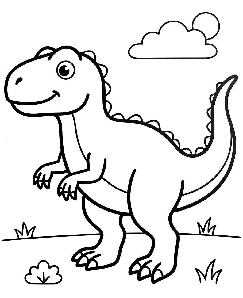 Fise de colorat cu Allosaurus imprimabil uşor