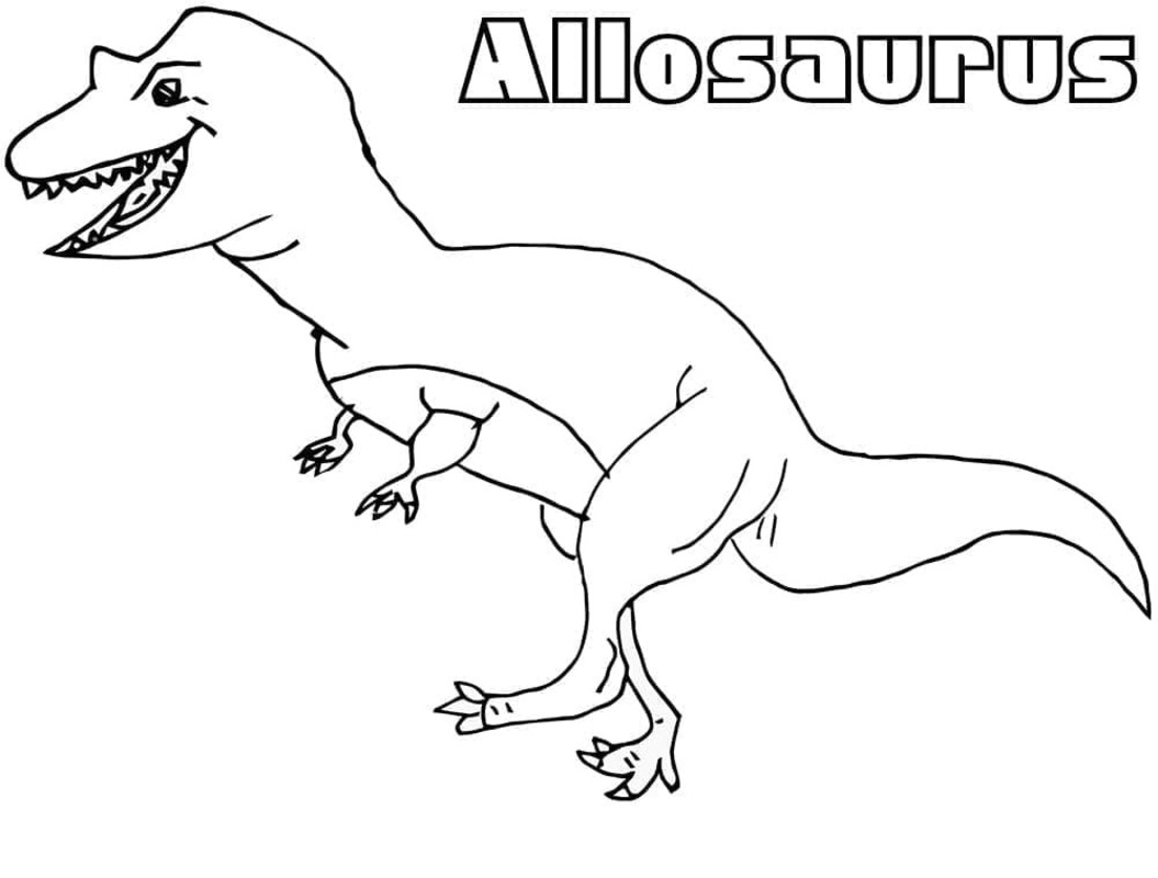 Fise de colorat cu Allosaurus simplu la copii
