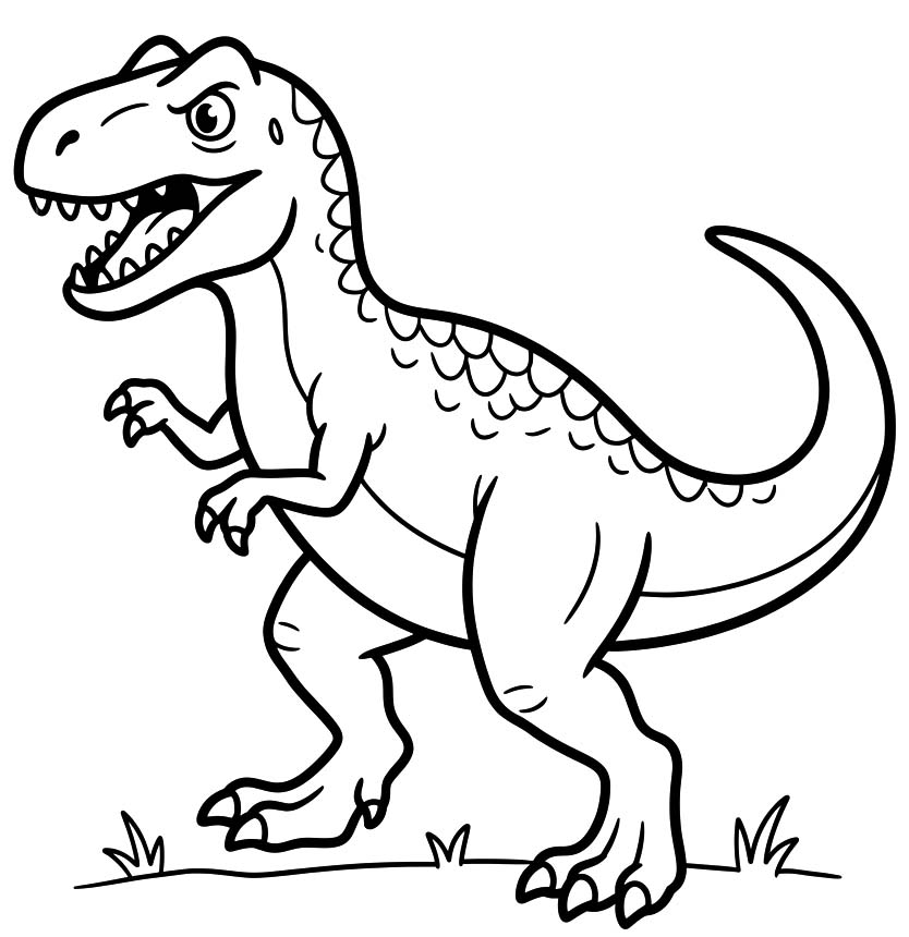Fise de colorat cu Allosaurus uşor la copii