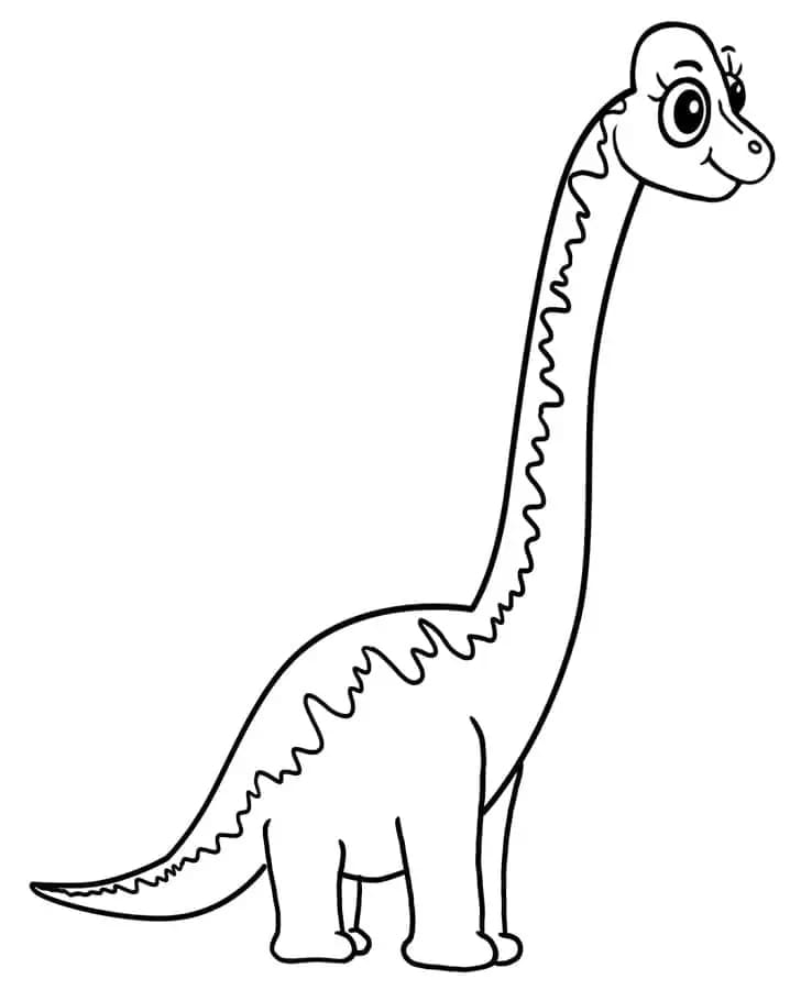 Fise de colorat cu Brachiosaurus bazic la copii