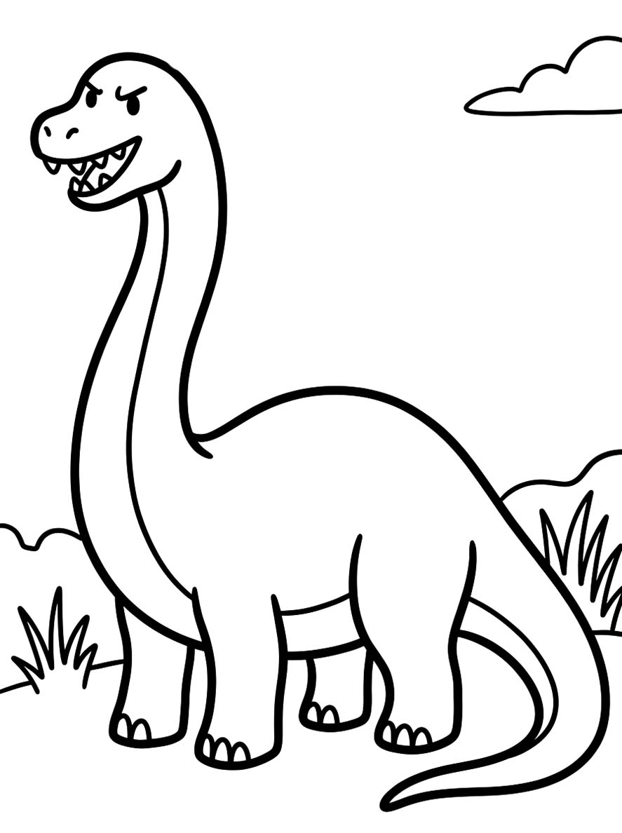 Fise de colorat cu Brachiosaurus imprimabil simplu
