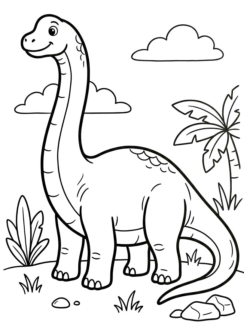 Fise de colorat cu Brachiosaurus imprimabil uşor