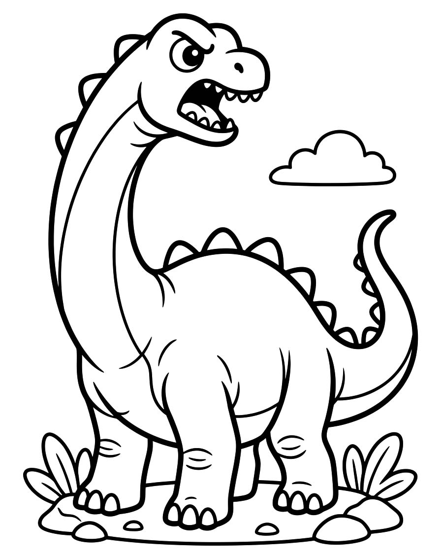 Fise de colorat cu Brachiosaurus simplu la copii