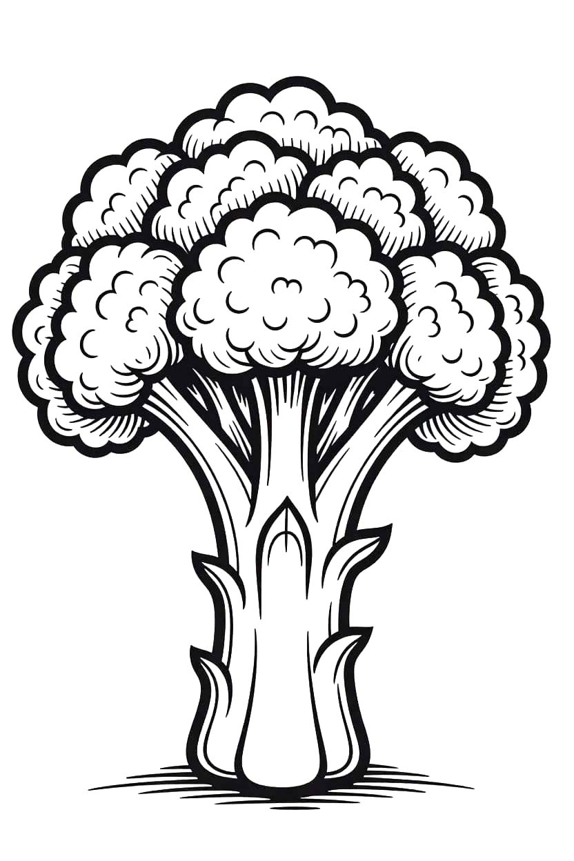 Fise de colorat cu Broccoli imprimabil gratuit simplu