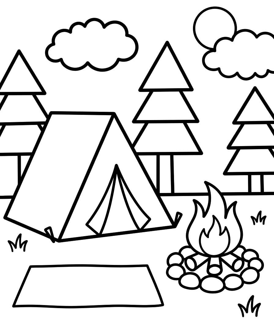 Fise de colorat cu Camping gratuit