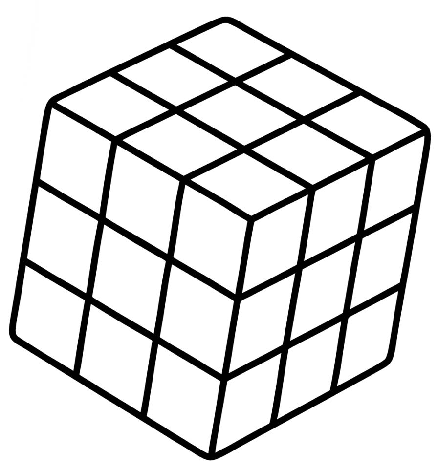 Fise de colorat cu Cubul Rubik gratuit bazic