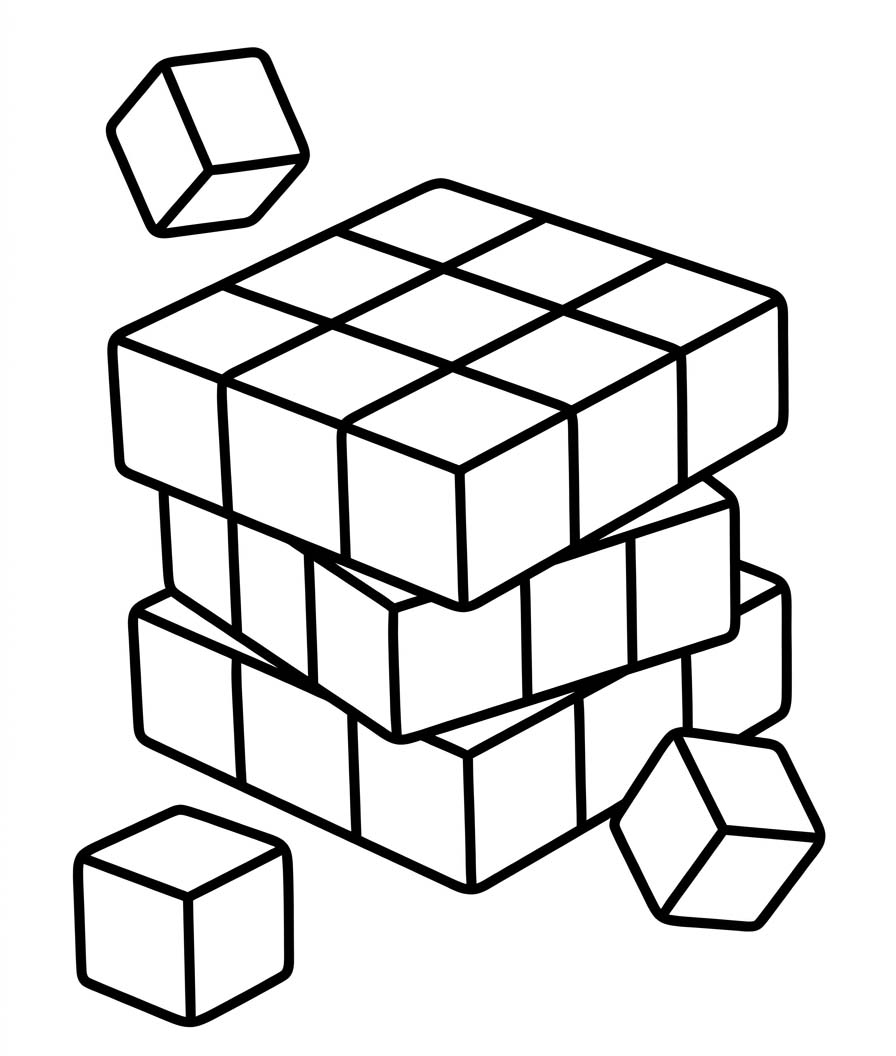 Fise de colorat cu Cubul Rubik imprimabil gratuit bazic