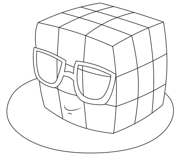 Fise de colorat cu Cubul Rubik imprimabil simplu
