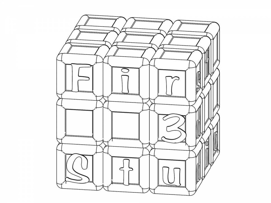 Fise de colorat cu Cubul Rubik simplu la copii
