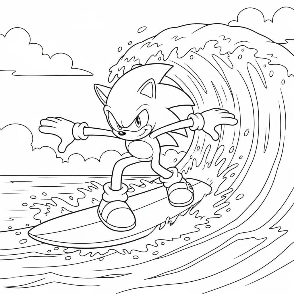 Fise de colorat cu Dark Sonic gratuit simplu