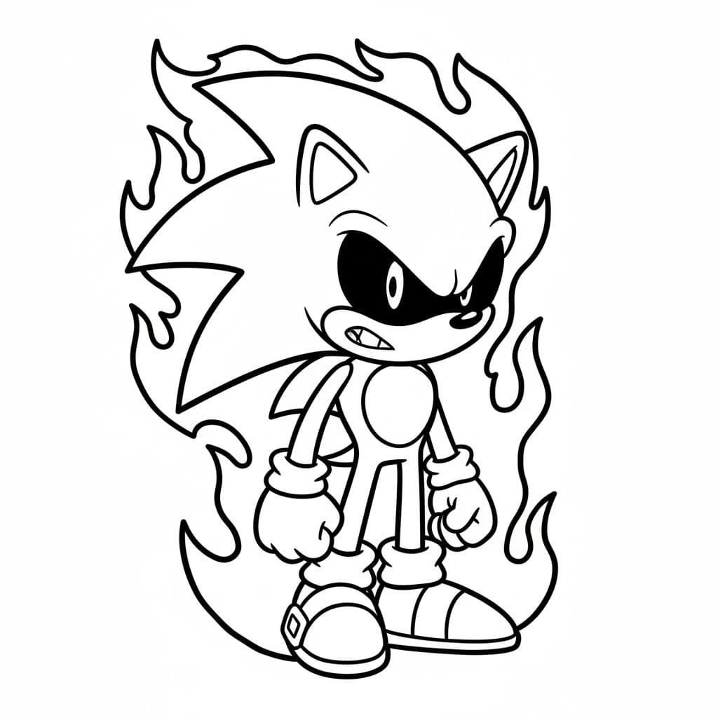 Fise de colorat cu Dark Sonic imprimabil gratuit bazic
