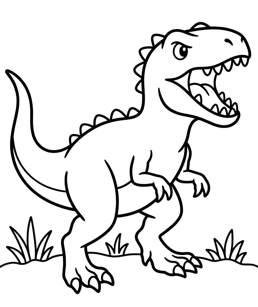 Fise de colorat cu Desenează Allosaurus bazic