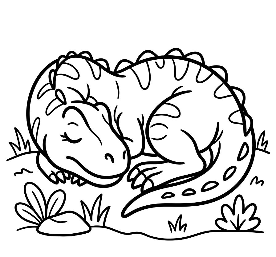 Fise de colorat cu Desenează Allosaurus gratuit pentru copii