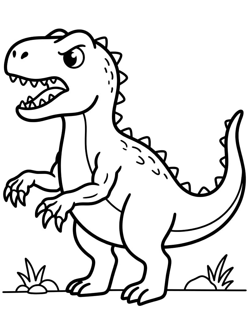 Fise de colorat cu Desenează Allosaurus gratuit simplu