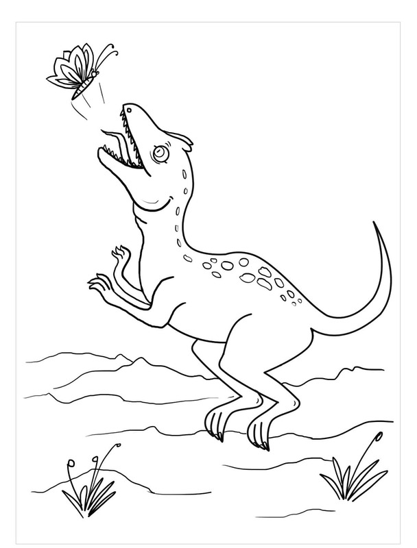 Fise de colorat cu Desenează Allosaurus gratuit