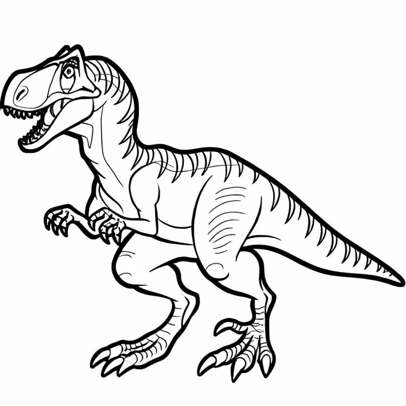 Fise de colorat cu Desenează Allosaurus imprimabil bazic