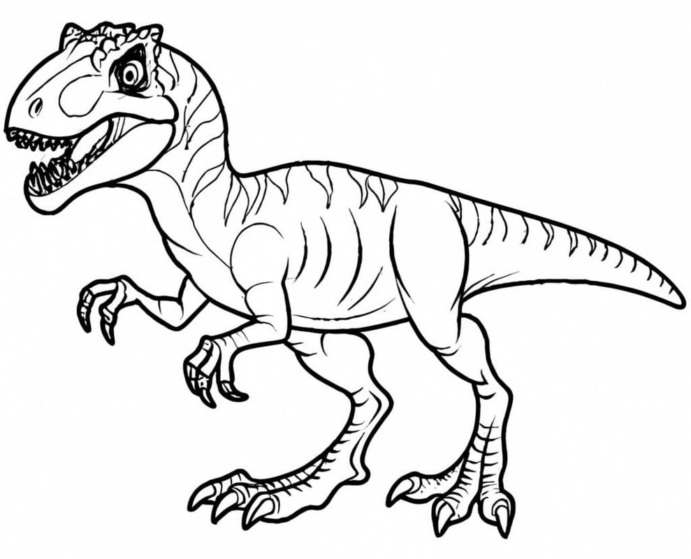 Fise de colorat cu Desenează Allosaurus imprimabil gratuit bazic