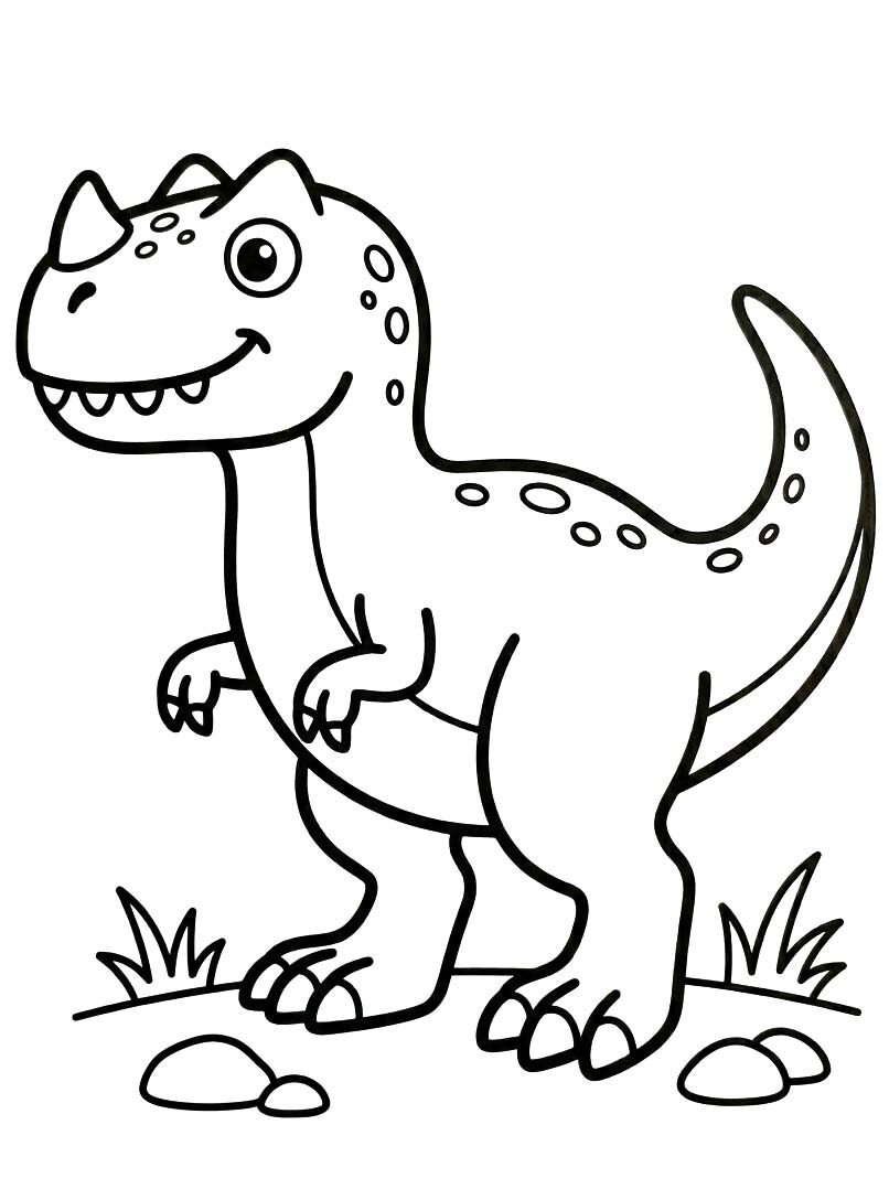 Fise de colorat cu Desenează Allosaurus imprimabil gratuit uşor