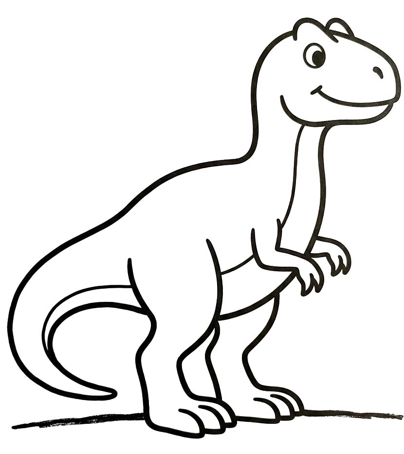 Fise de colorat cu Desenează Allosaurus imprimabil uşor