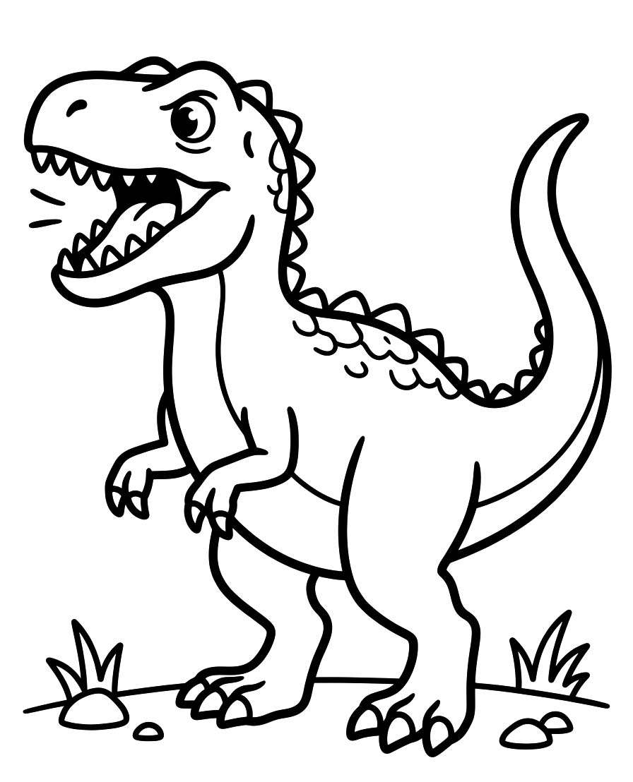 Fise de colorat cu Desenează Allosaurus imprimabil