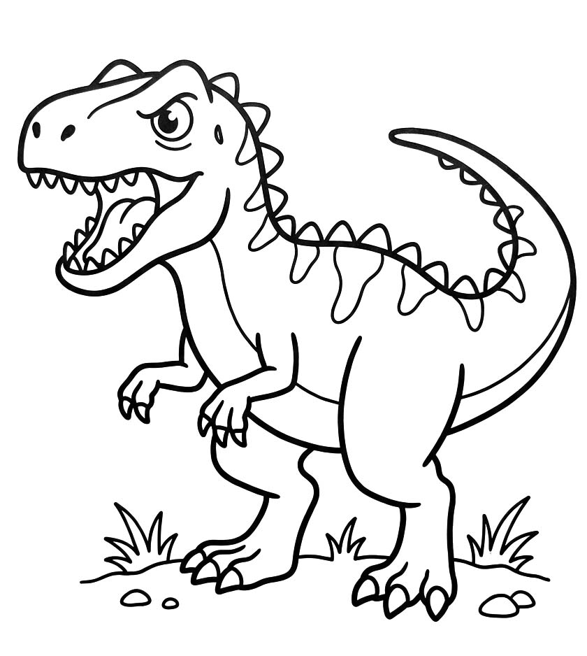 Fise de colorat cu Desenează Allosaurus pentru copii