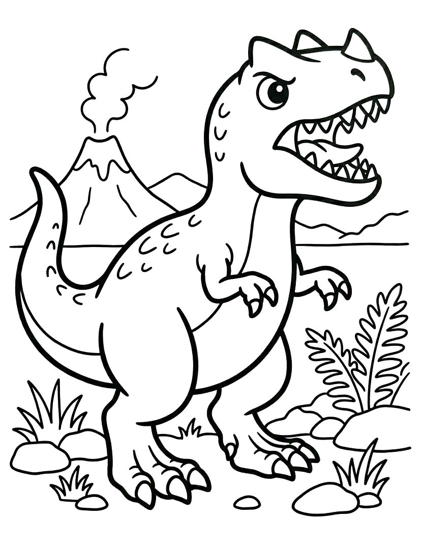 Fise de colorat cu Desenează Allosaurus
