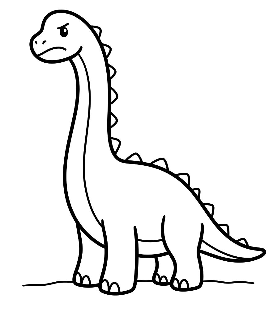 Fise de colorat cu Desenează Brachiosaurus bazic la copii