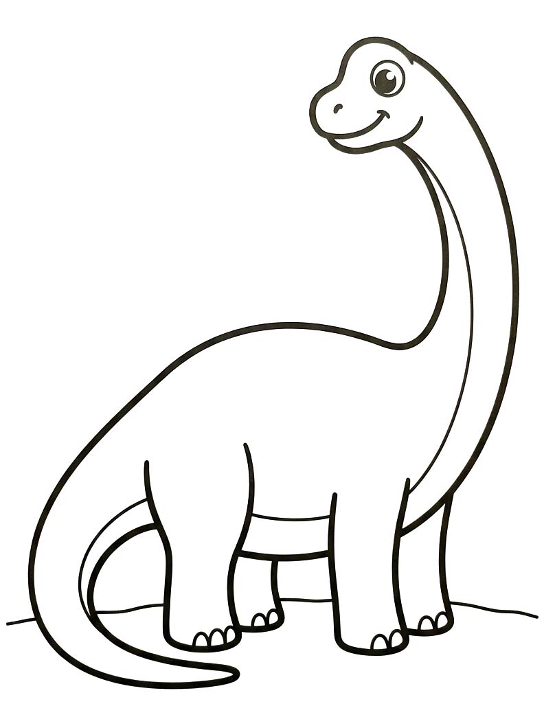 Fise de colorat cu Desenează Brachiosaurus bazic