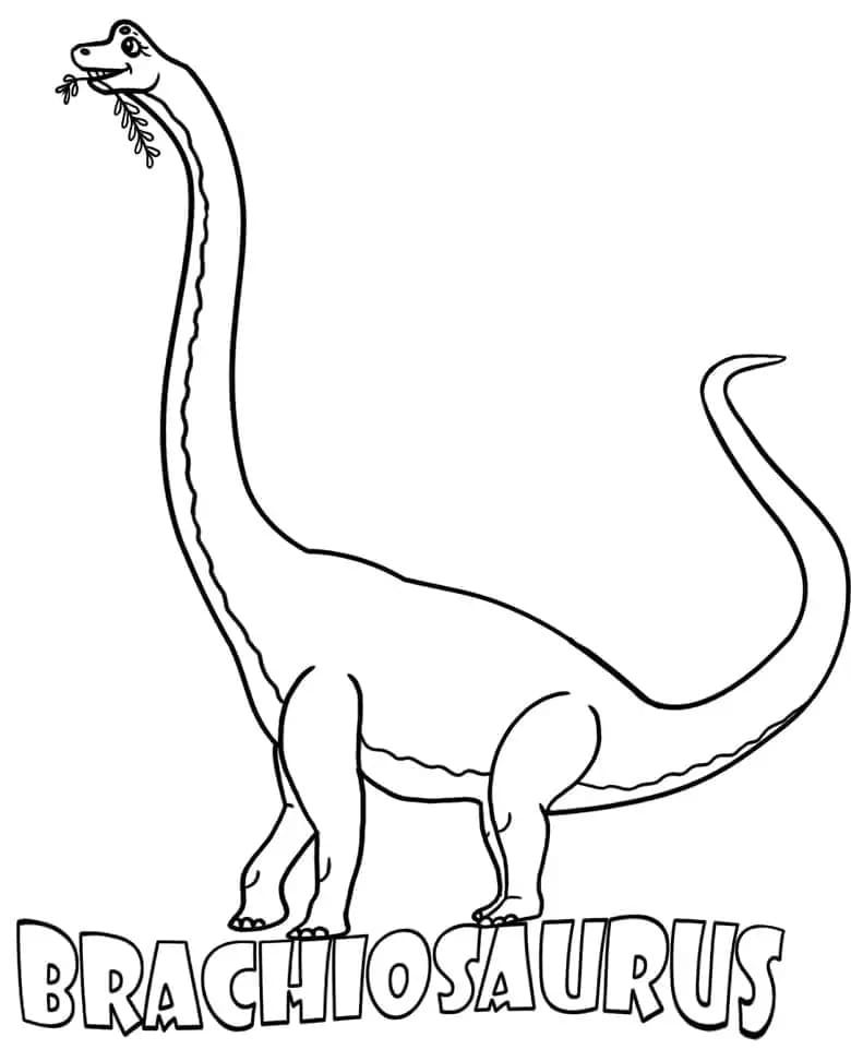 Fise de colorat cu Desenează Brachiosaurus gratuit bazic