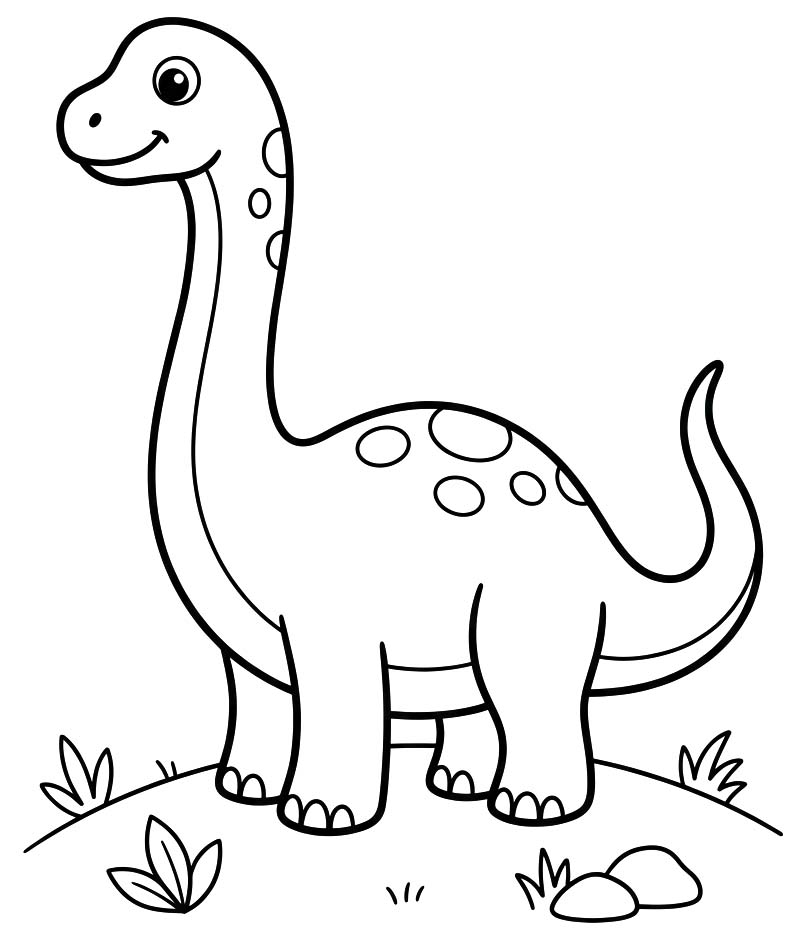 Fise de colorat cu Desenează Brachiosaurus imprimabil gratuit simplu