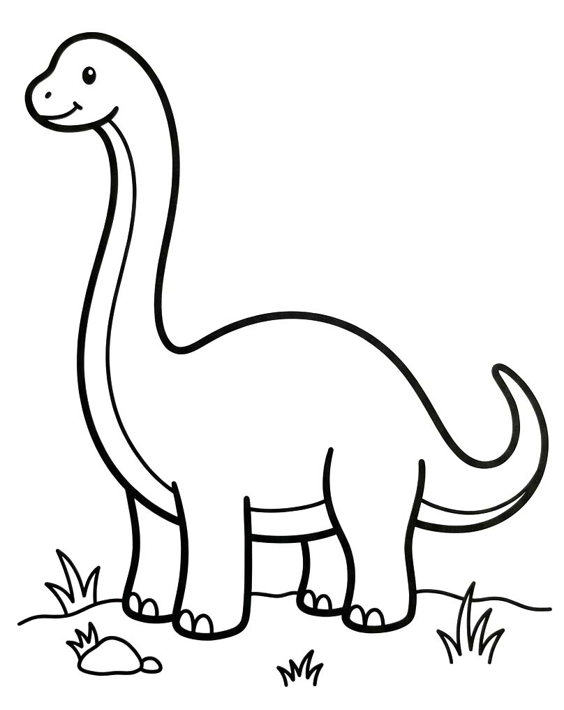 Fise de colorat cu Desenează Brachiosaurus imprimabil gratuit