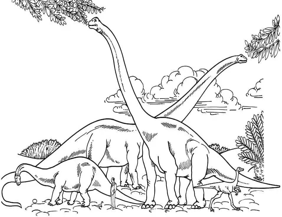 Fise de colorat cu Desenează Brachiosaurus uşor