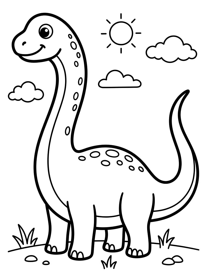 Fise de colorat cu Desenează Brachiosaurus