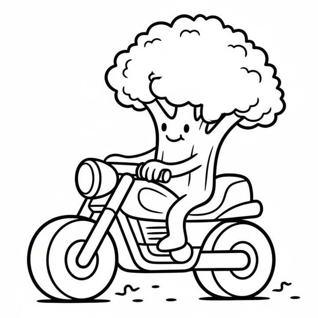 Fise de colorat cu Desenează Broccoli bazic
