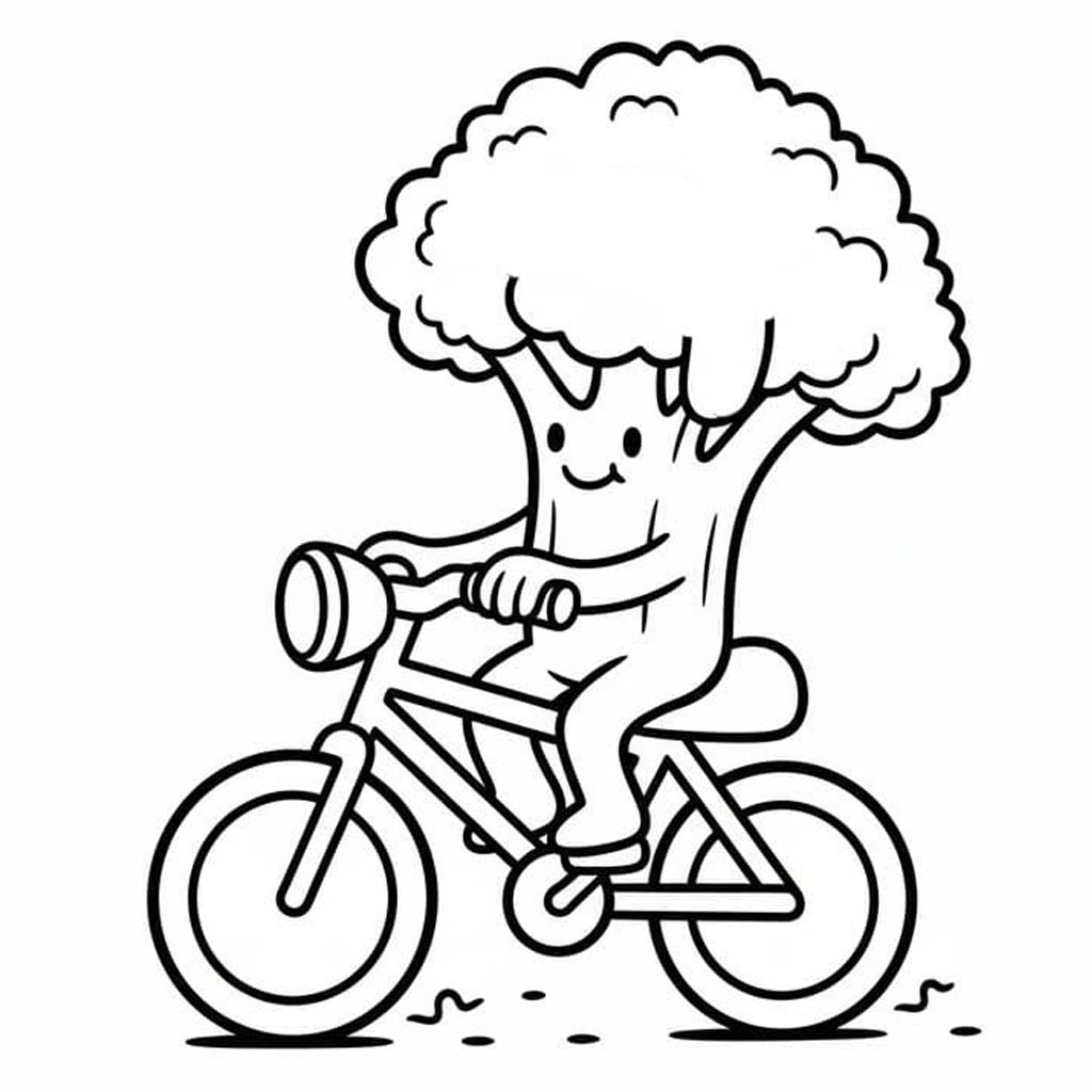 Fise de colorat cu Desenează Broccoli gratuit simplu