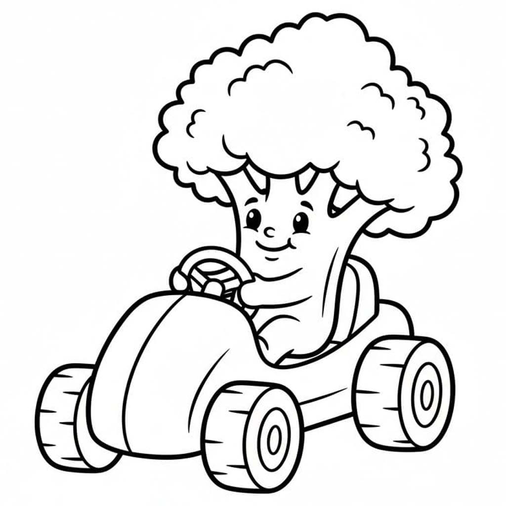 Fise de colorat cu Desenează Broccoli imprimabil gratuit uşor