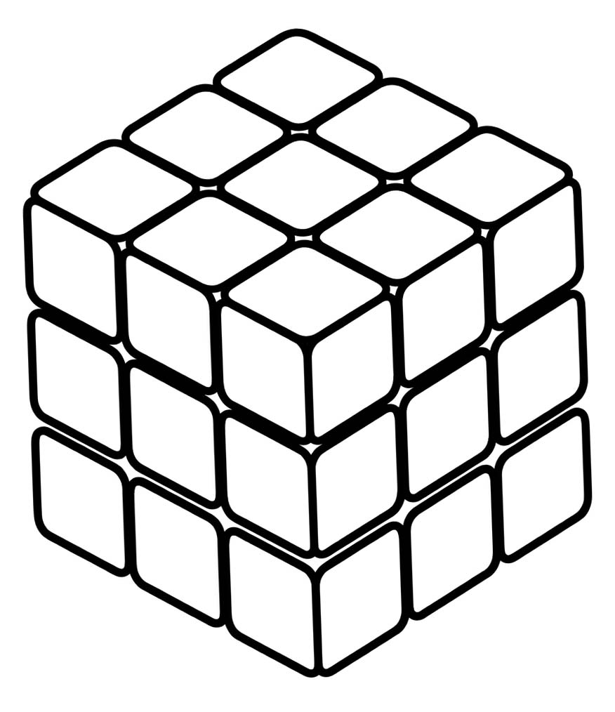 Fise de colorat cu Desenează Cubul Rubik bazic
