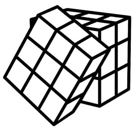 Fise de colorat cu Desenează Cubul Rubik gratuit simplu