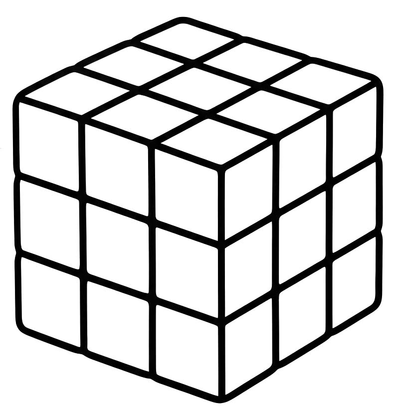 Fise de colorat cu Desenează Cubul Rubik gratuit uşor